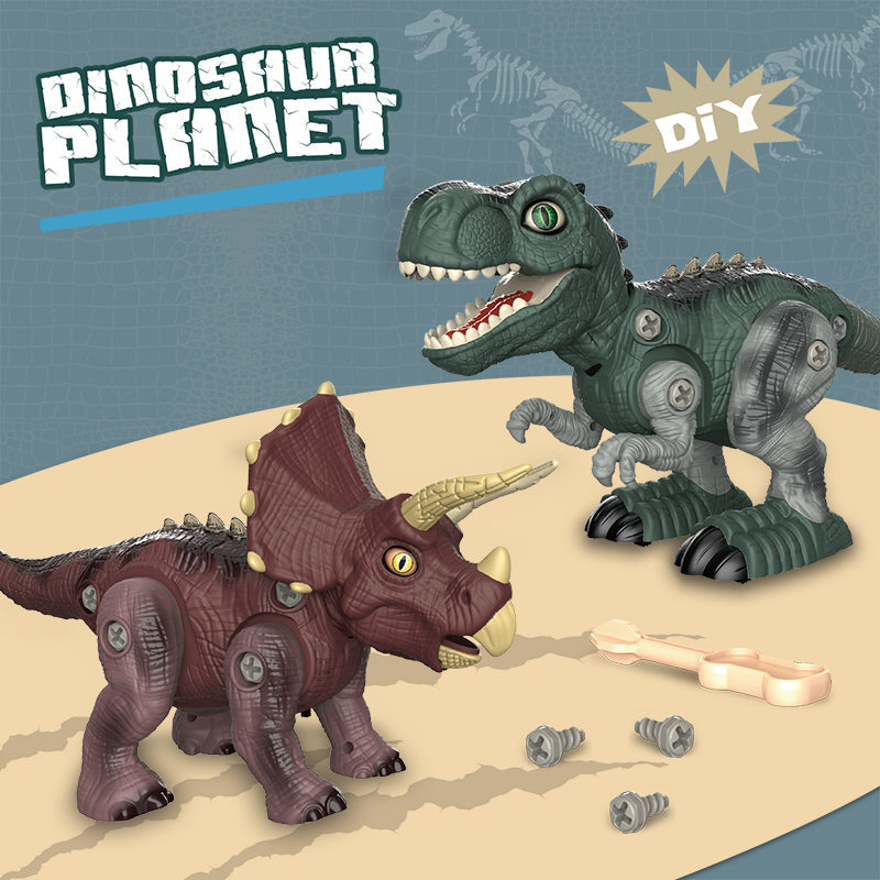Kids Plastic Stem t rex Dino Toy Gift diy assembly toys Walking Electric Dinosaur Toys for Boys and Girls